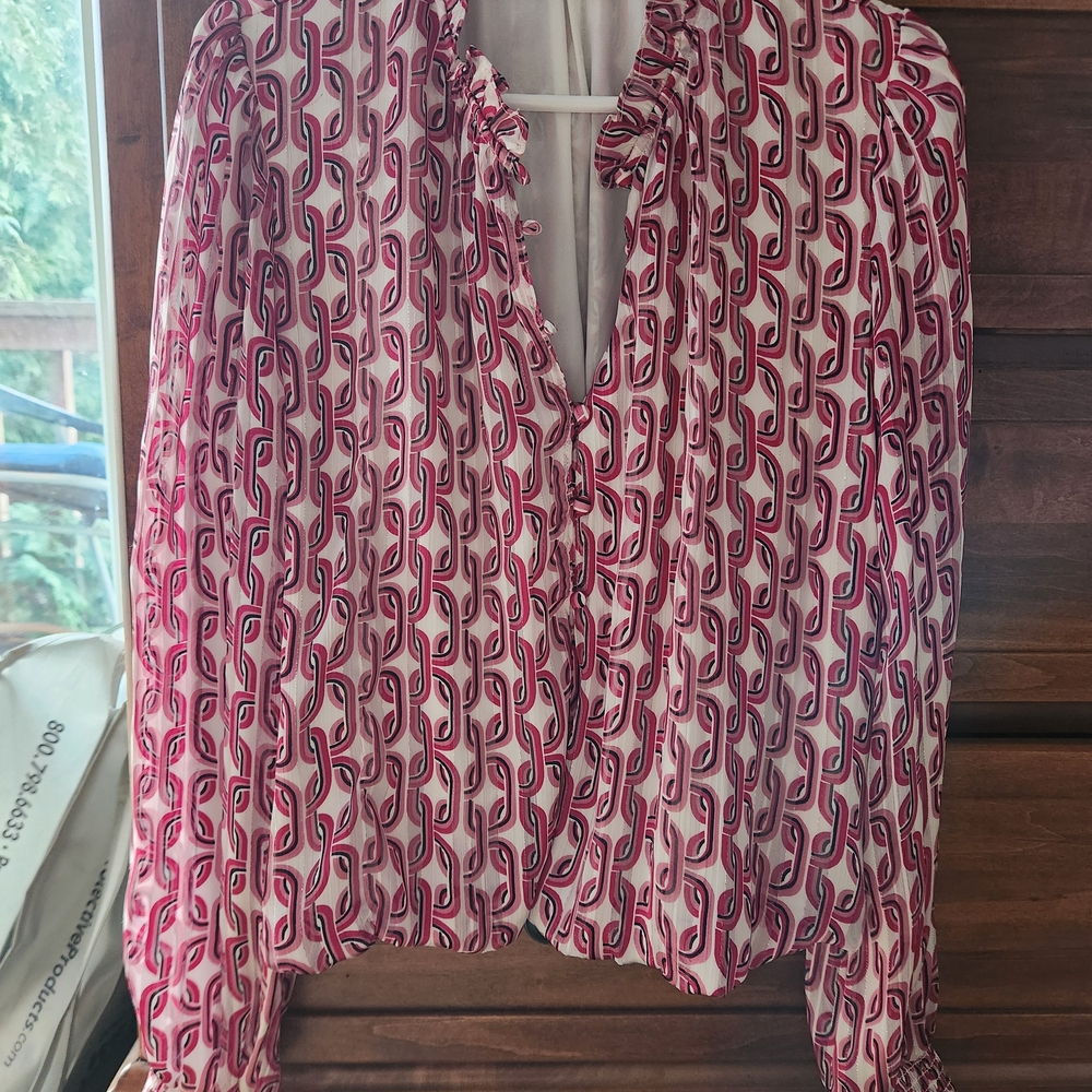 Haver London Pink and White Patterned Blouse